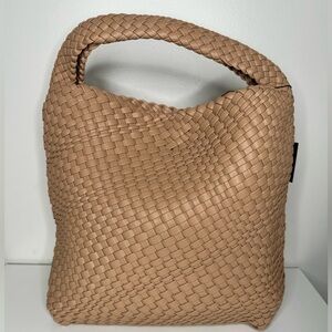 NWT Tan Woven Vegan Leather Basket Bag with Purse Insert
